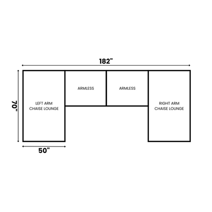 Yeti 4 Piece Straight / Double Chaise