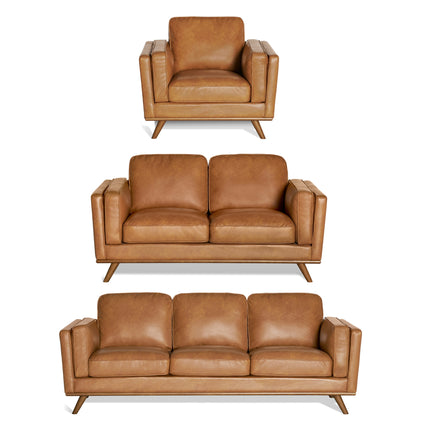 Maddox Faux Leather Sofa, Loveseat & Chair Bundle