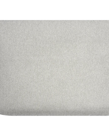 A close-up of a light gray, rectangular bench top upholstered with My Cloud Classic Cushion Cover, highlighting its customizable fabric texture. The softly rounded corners and smooth, cushioned surface feature replaceable covers for easy maintenance.