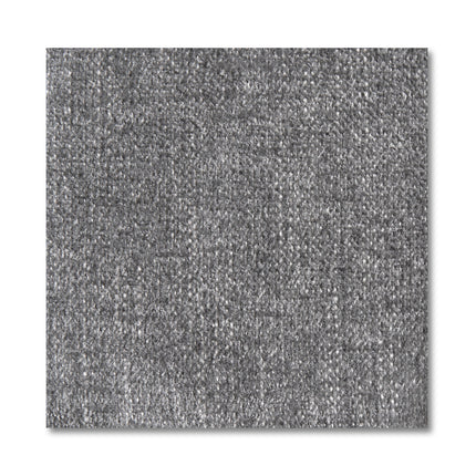 A close-up image of the Lugano 4 Piece Straight + 2 Ottoman shows an Italian luxury gray carpet with a textured surface featuring light and dark gray fibers, creating a plush, mottled appearance. The edges are neatly cut against a crisp white background.