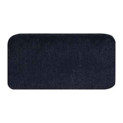 The My Cloud Pillow complements any sofa or accent pillow when placed on this rectangular dark blue denim fabric mat with rounded corners, shown against a white background.